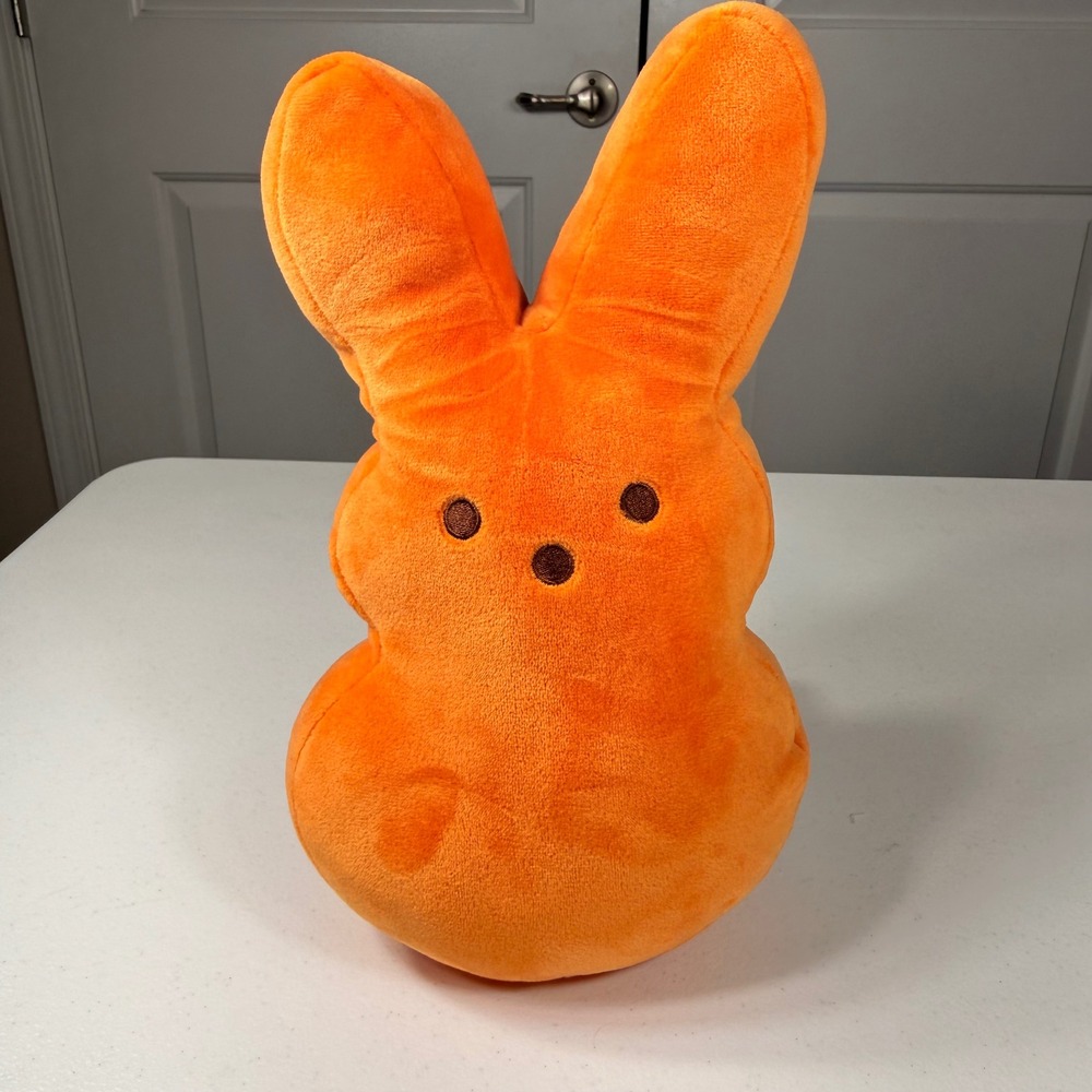 Peeps Orange Bunny Plush Stuffed Animal Easter Spring Decor 12 Inch Toy
